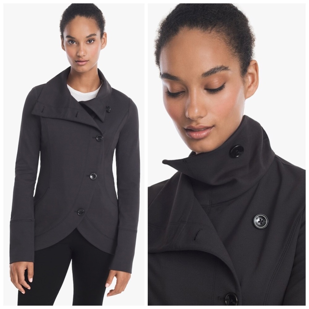 White House Black Market WHBM Asymmetrical Button Front Moto Jacket